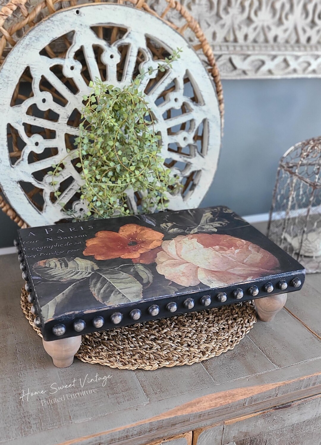 Farmhouse Paris Floral Table Riser Tray - Etsy