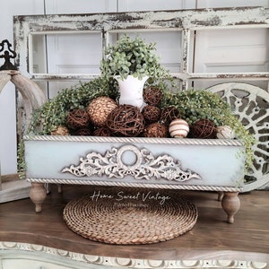 French country farmhouse table riser tray decorative wood box