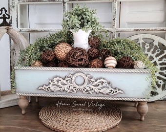 Farmhouse table riser wood tray decorative box