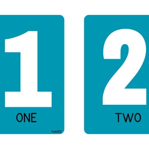 Flashcard con numeri, blu 1-10