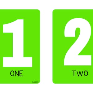 Flashcard con numeri, verde 1-10