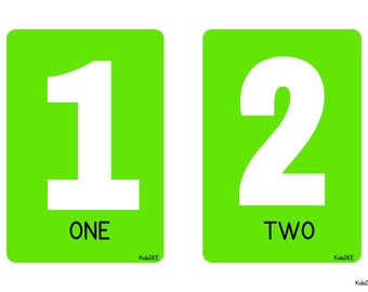 Numbers Flashcards, Green 1-10