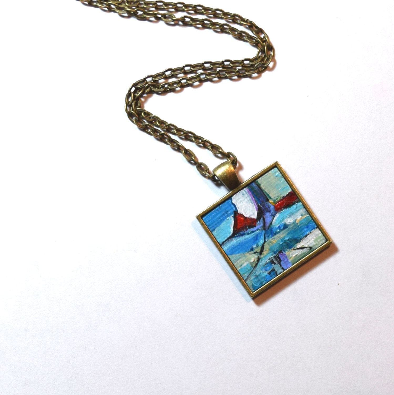 Art Pendant Necklace FREE Shipping Abstract Painting Art Etsy