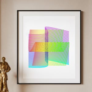 Abstract Lines Generative Art Print | Multicolor Gradient Wall Decor | Minimalist Poster