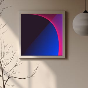 Arc Op Art Print: Blue and Pink Abstract Bauhaus Poster