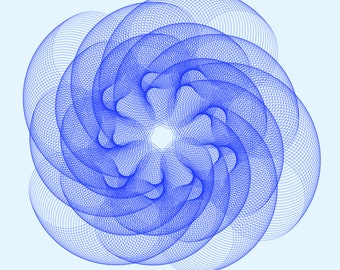 Blue Circles Wave Art Print | Modern Computational Design Poster | Abstract Ocean Wall Decor | Coastal Office Art | Minimalist Blue Poster