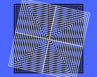 Op Art Lines & Squares Wall Art Print | Lila optische Täuschung Poster | Moderne geometrische Wohnkultur | Einzigartiges Geschenk für Kunstliebhaber