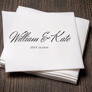 Aangepaste bruiloftservetten, gepersonaliseerde 3-laags papieren servetten met verschillende lettertypen, inkt en kleuren, perfect voor bruiloft, jubileum en verjaardag