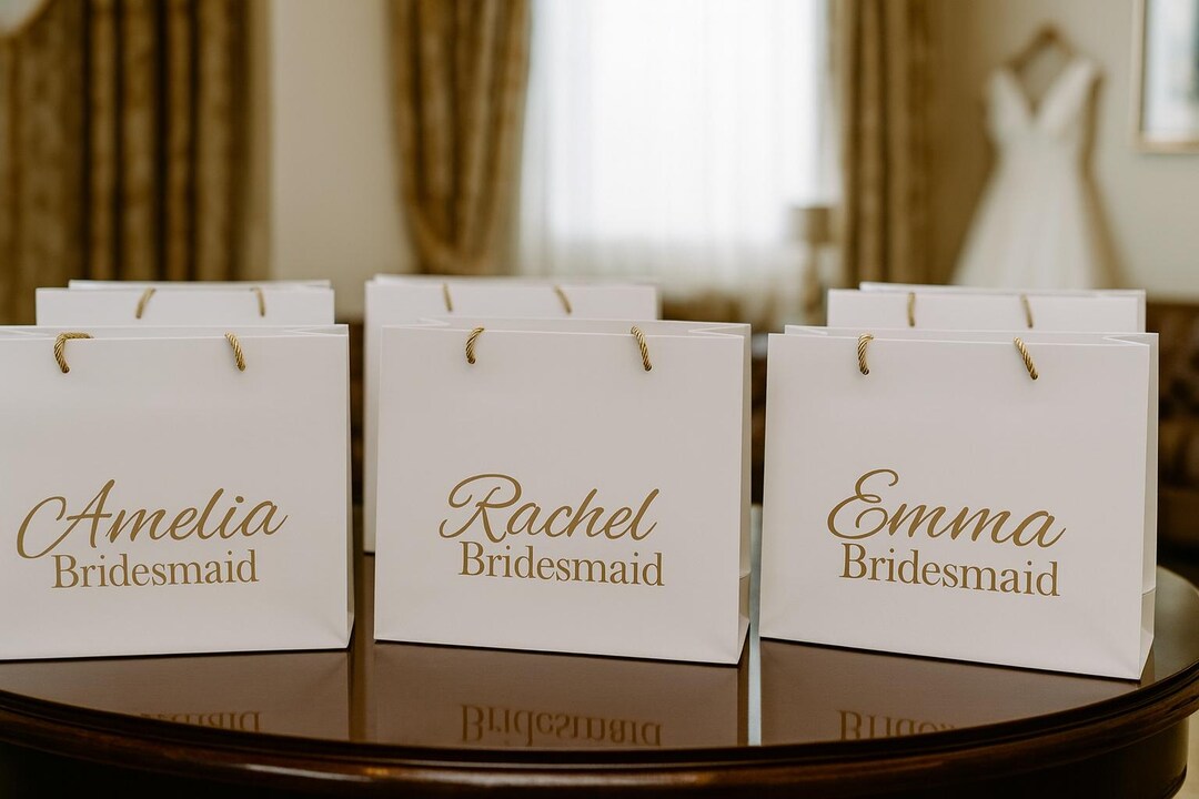Personalized Bridesmaid Gift Bags • Custom Name & Role Wedding Party ...