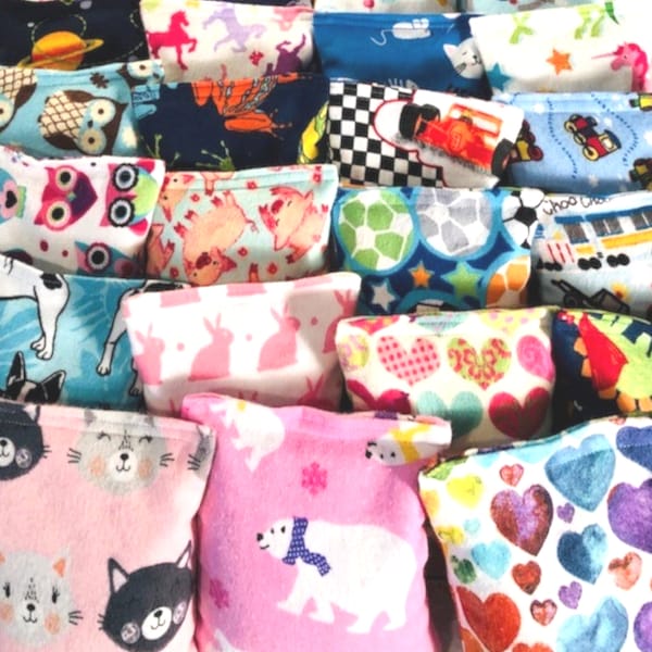 Kid's Boo Boo Bag, Small Heating Pad First Aid Packs, Hand Warmers, Great Stocking Stuffers Party Favors For Kids, Many Fun Fabrics