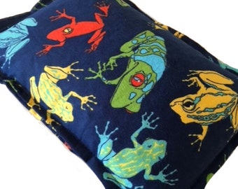 Rainforest Frogs Corn Heating Pad, Handmade Microwave Corn Bag, Cozy Bed Warmer, Cramp Relief Tummy Pain Relief, Heat Cold Therapy Gift