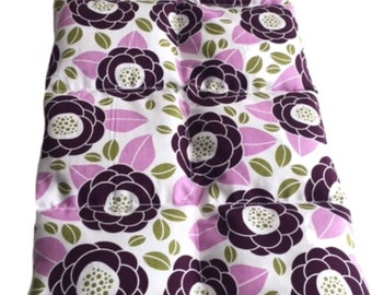 Large Back Heating Pad, Purple Floral Heat Pack For Pain Relief, Cozy Gift For Mom, Weighted Lap Pad, Heated Pillow, Get Well