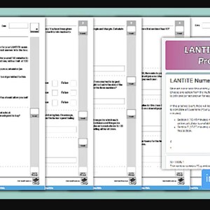 May include: A set of numeracy practice worksheets and interactive elements. The worksheets are predominantly white with black text, designed for questions and answers. The image includes the text "LANTITE Numeracy Practice Test Set 3".
