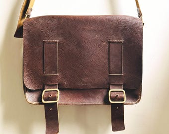 Vintage handmade leather messenger bag