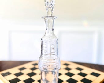 Vintage etched + frosted glass cruet with stopper