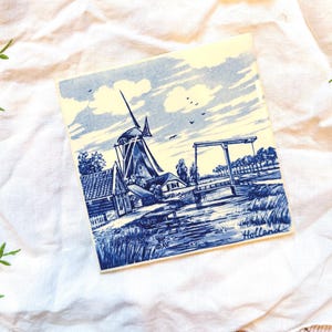 vintage Delft blue ceramic decorative tile