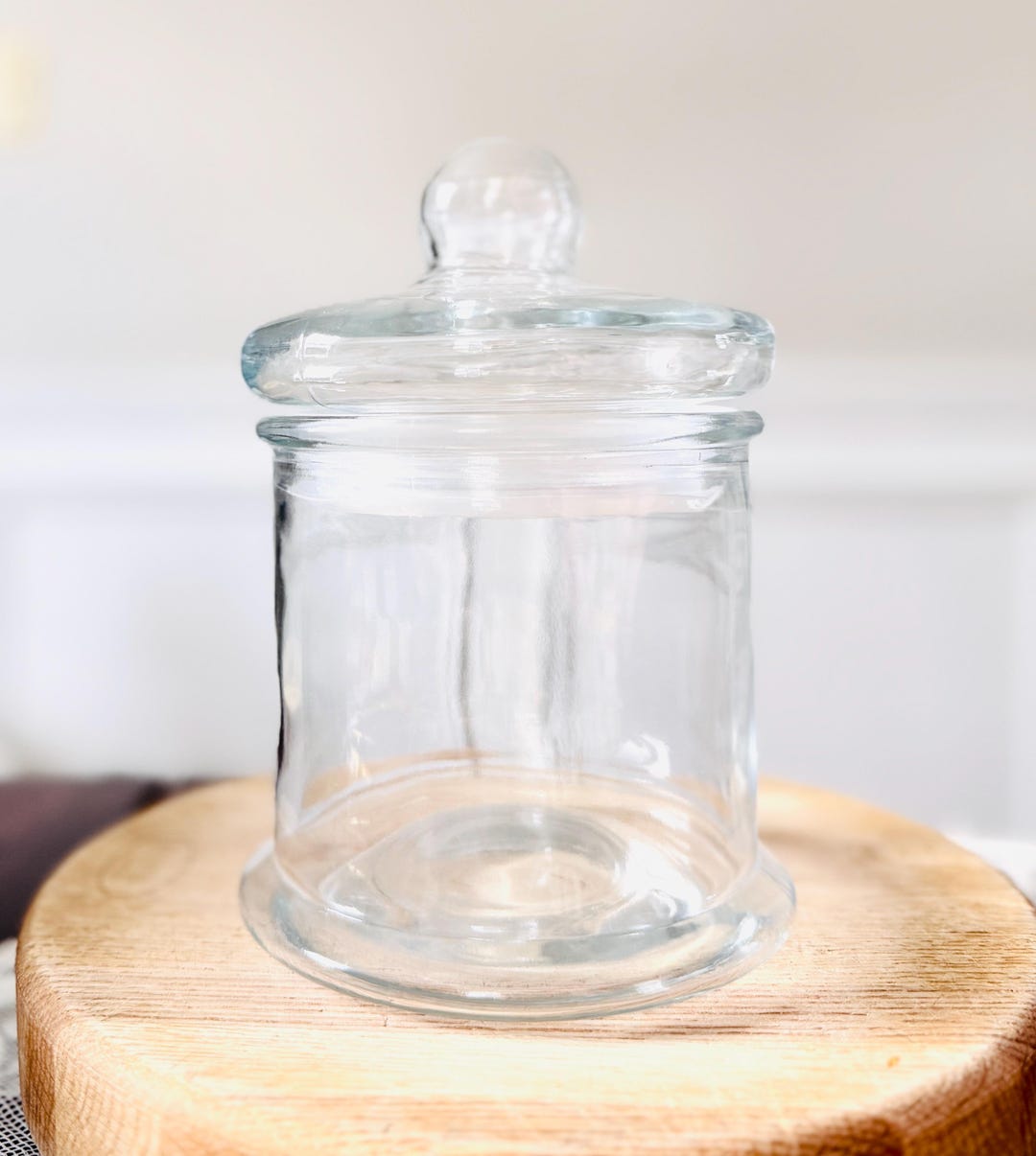 Vintage Glass Apothecary Jar With Lid — Column-style - Etsy