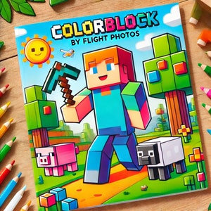 Pixel Art Adventure Coloring Book for Kids - Fun Block Style Designs ...