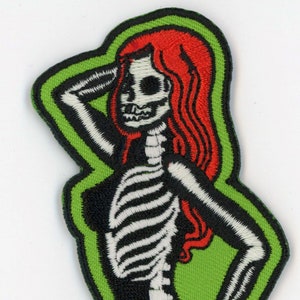 Patch Skeletal Girl Glow in the Dark Side Dead Pin Up Rockabilly Horror NFP033 image 1