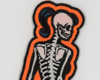 Patch Skeletal Girl Glow in the Dark Rear Dead Pin Up Rockabilly Horror NFP032