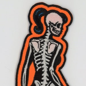 Patch Skeletal Girl Glow in the Dark Rear Dead Pin Up Rockabilly Horror NFP032