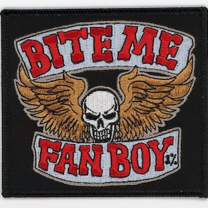 Patch Bite Me Fanboy Lobo Die Antwoord Comic Book Geek Big Bang Skull NFP038