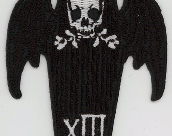 Coffin 13 Patch Halloween Gothic Bat Wings Skull Monster Kid Classic Horror Death Morbid Punk Rock Coffin Pinch Toe Casket Funeral NFP002