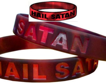 Hail Satan Wristband Devil Worship Sin Metal Antichrist Black Witch Evil TW021