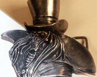 Pewter Top Hat Ghost Belt Buckle Jack the Ripper Gothic