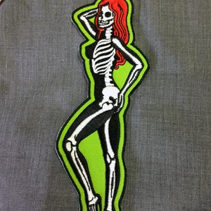 Patch Skeletal Girl Glow in the Dark Side Dead Pin Up Rockabilly Horror NFP033 image 2