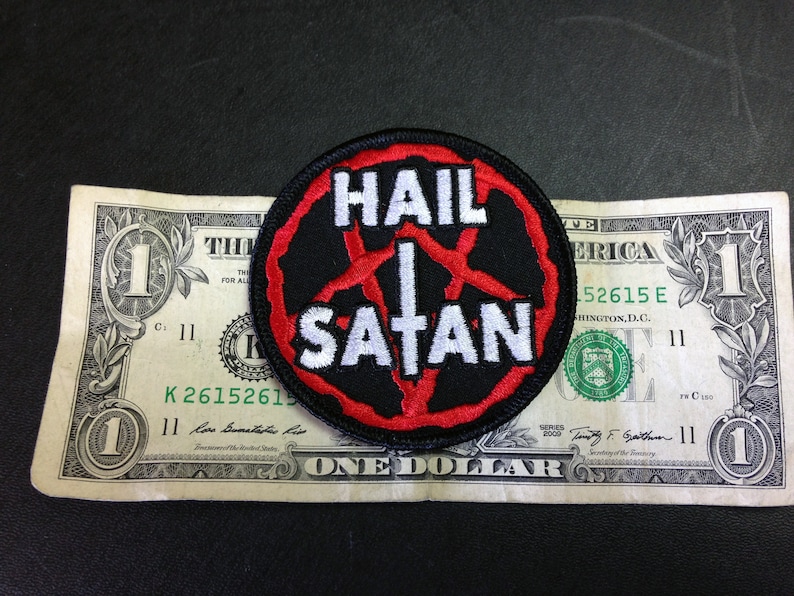 Patch Hail Satan Slogan Pentagram Church Metal Venom Mercyful Fate Ghost NFP039