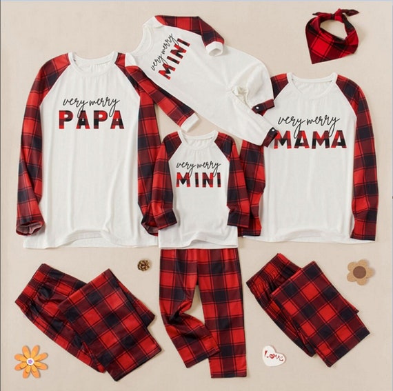 Christmas Family Pajamas Set Winter Red Letter Sleepwear - Etsy