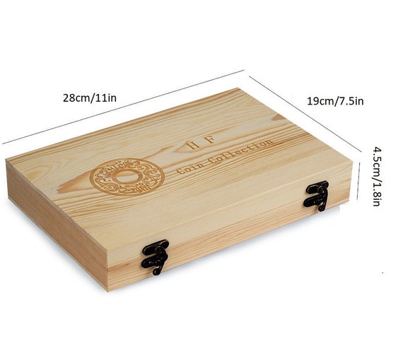 Aufbewahrungsbox LuxusMünzen Aufbewahrung antioxidativ Holz box Münzhülle  Geschenk Holz Münze Sammlung Hülle mit Anpassungspad Münzschutz Box -  .de
