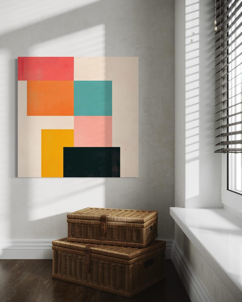 Canvas Wall Art diptych Geometric Boho Collage Abstract Modern