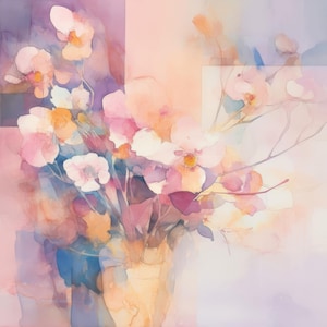 Blush Pink Flower Canvas Art | Soft Watercolor Floral Wall Print | Elegant Botanical Artwork | Modern Pastel Aesthetic Boho Home Decor