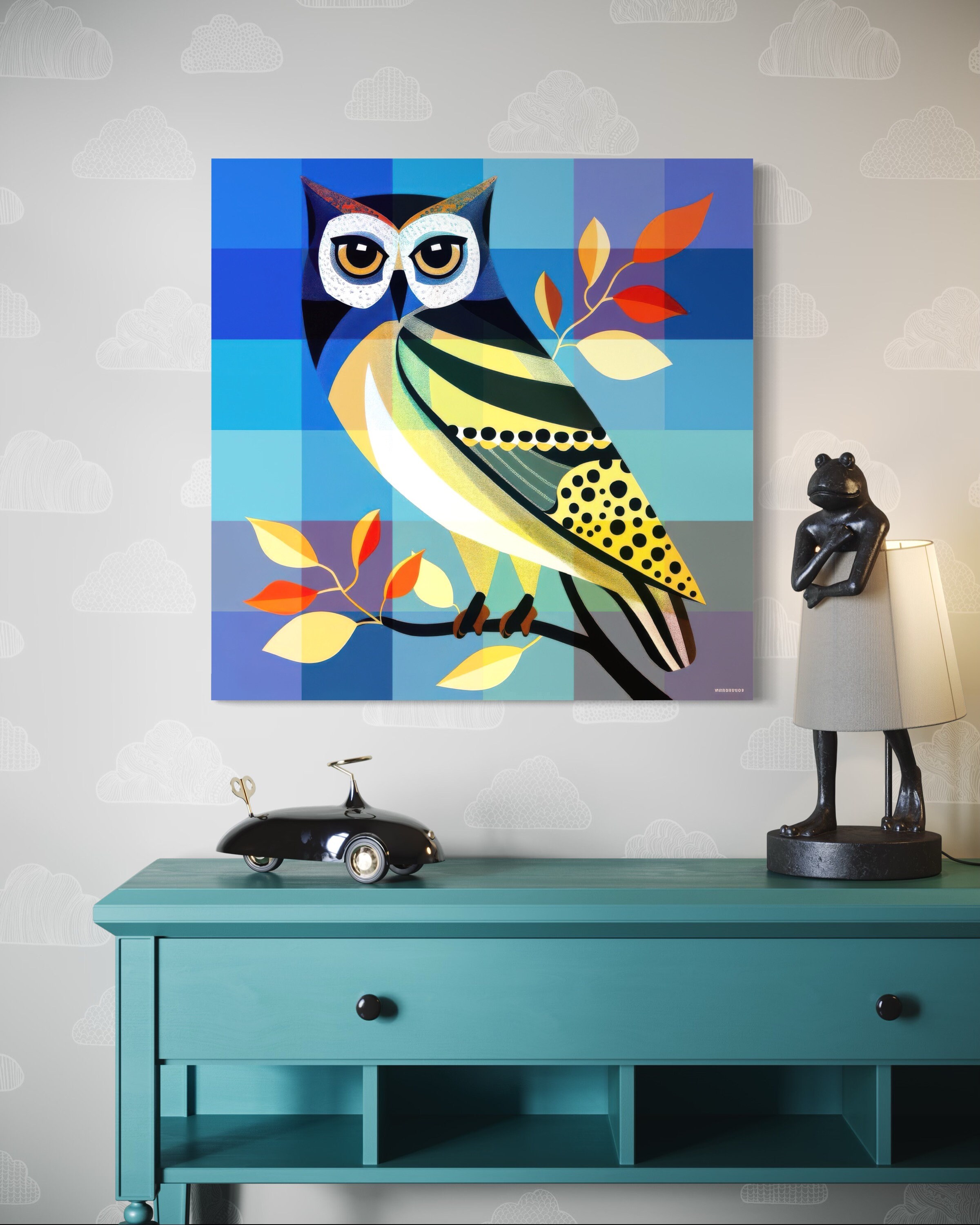 Canvas Wall Art Owl Colorful Abstract Animal Aesthetic Nature Wall Art ...