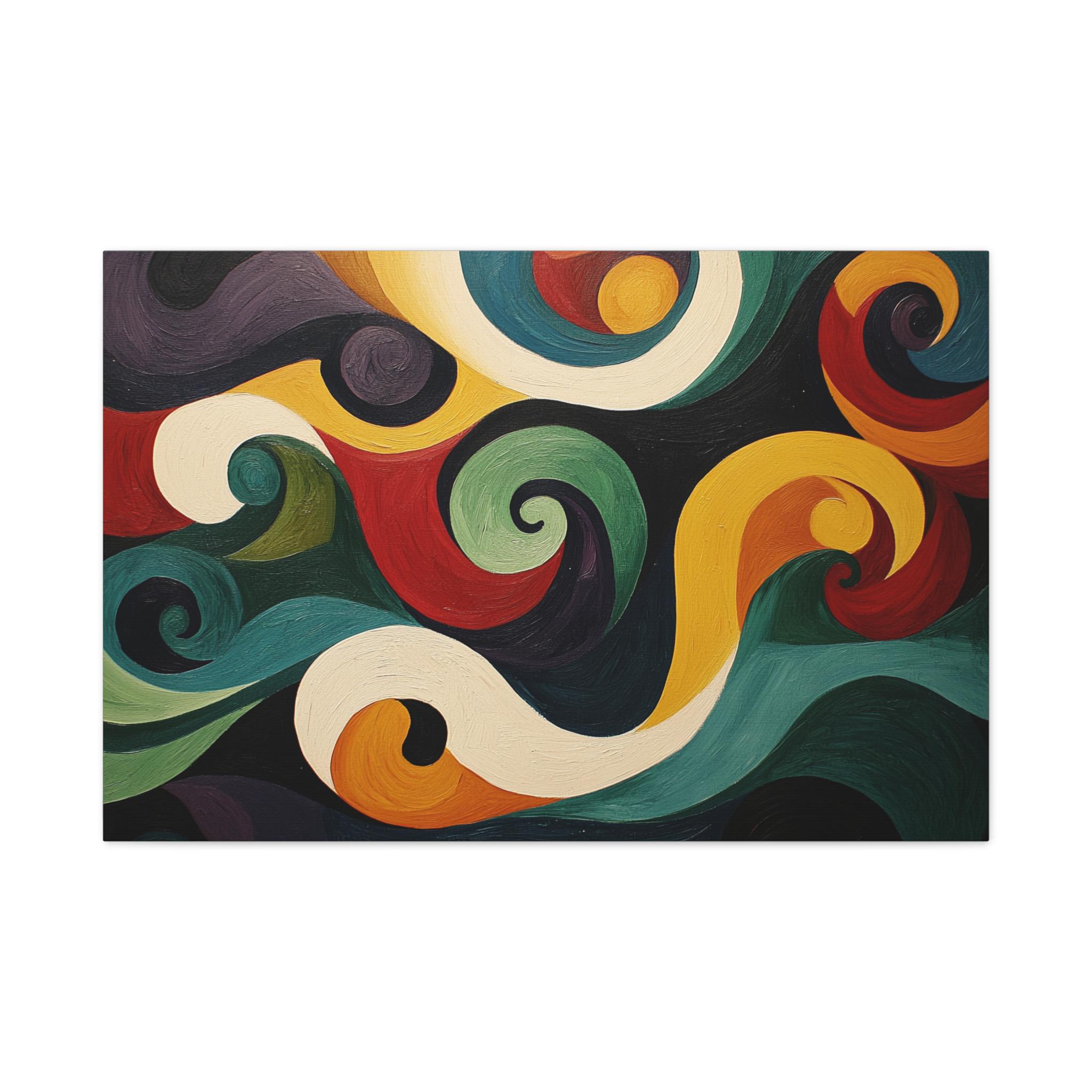 抽象的な渦巻き模様のキャンバスアート：カラフルでモダンな壁装飾