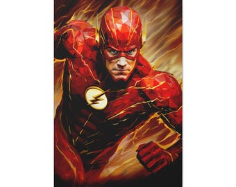 Mosaic Flash Premium Canvas Art - Superhero Wall Decor