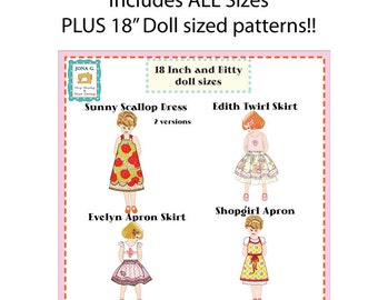 Skirt & Dress Sewing Pattern Bundle – Includes Doll Size (PDF Pattern)