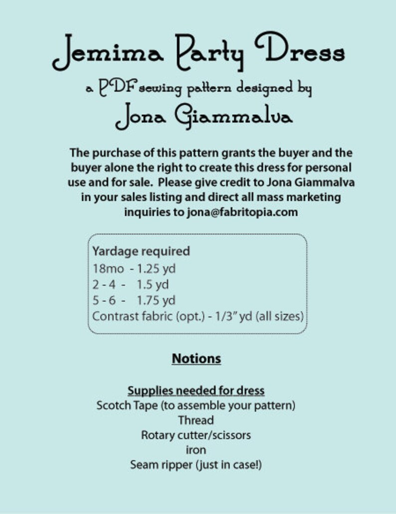 Jemima Party Dress PDF Sewing Pattern downloadable e-book Child sizes 18 mo 6 image 3