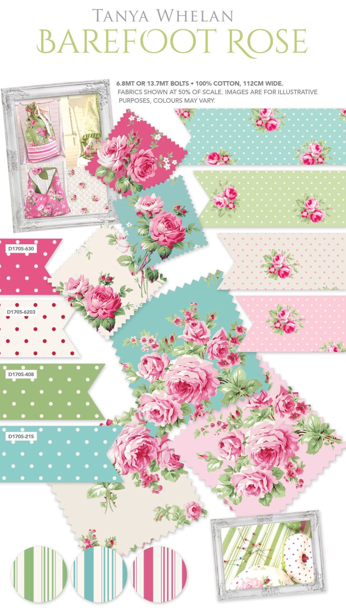 BAREFOOT ROSES by Tanya Whelan Cream Dots Fabric Tanya Etsy