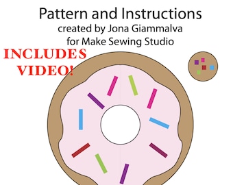 Donut Pillow Sewing Pattern + VIDEO – Beginner-Friendly PDF