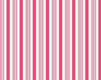 BAREFOOT ROSES by Tanya Whelan, Pink Stripes Fabric, Tanya Whelan Quilt Fabric , By the Yard, shabby fabric, TW04 Pink