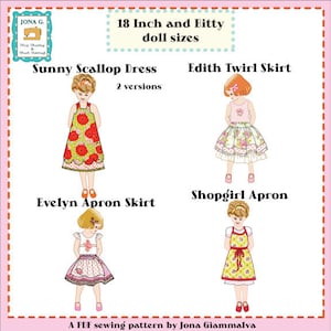 Jona Giammalva Doll Combo 1 4 patterns 18 and baby doll pdf pattern e-book, 18 inch doll pattern, sewing tutorial, pdf sewing pattern image 1
