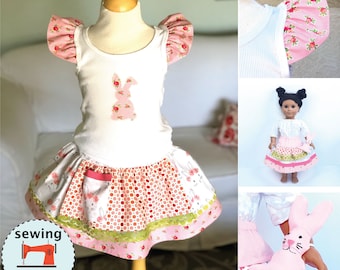 Apron Twirl Skirt PDF Sewing Pattern – Includes Doll Skirt, Sizes 2T-10