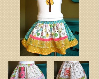 Evelyn Apron Skirt PDF Sewing Pattern Instructions for Girls 2T - 6, twirly skirt pattern, party skirt pattern, easy sewing tutorial pattern