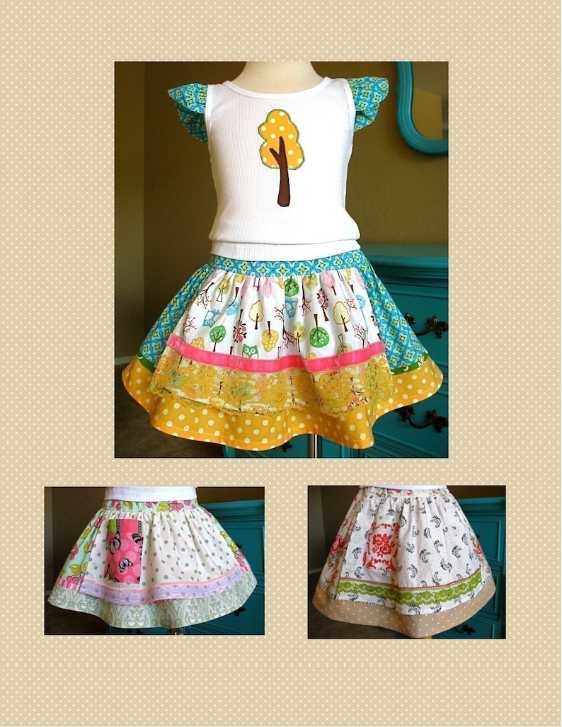 Evelyn Apron Skirt PDF Sewing Pattern Instructions for Girls 2T 6, twirly skirt pattern, party skirt pattern, easy sewing tutorial pattern image 1