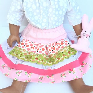 Includes matching doll skirt Evelyn Apron Twirl Skirt PDF Sewing Pattern Instructions for Girls 2T 10, ruffles, bunny sewing pdf pattern image 8