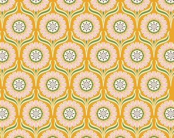 LOCAL HONEY by Heather Bailey, Gold Pop Daisy, Cotton Fabric, Heather Bailey Quilt Fabric, By the Yard, floral fabrics, 90657-55