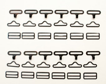 Bow Tie Bowties Hardware Hook Eye Slide Set (3 pieces) 3/4 inch black Set of 12